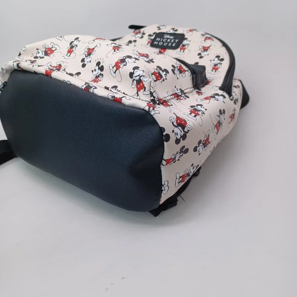Disney Mickey Mouse Backpack BioWorld Cream Black‎ Red Mini Bag NEW